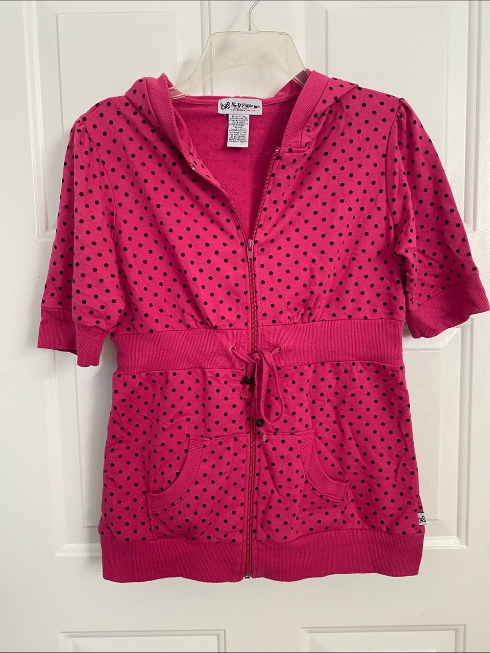 Hot Pink Polka Dot Zip Hoodie